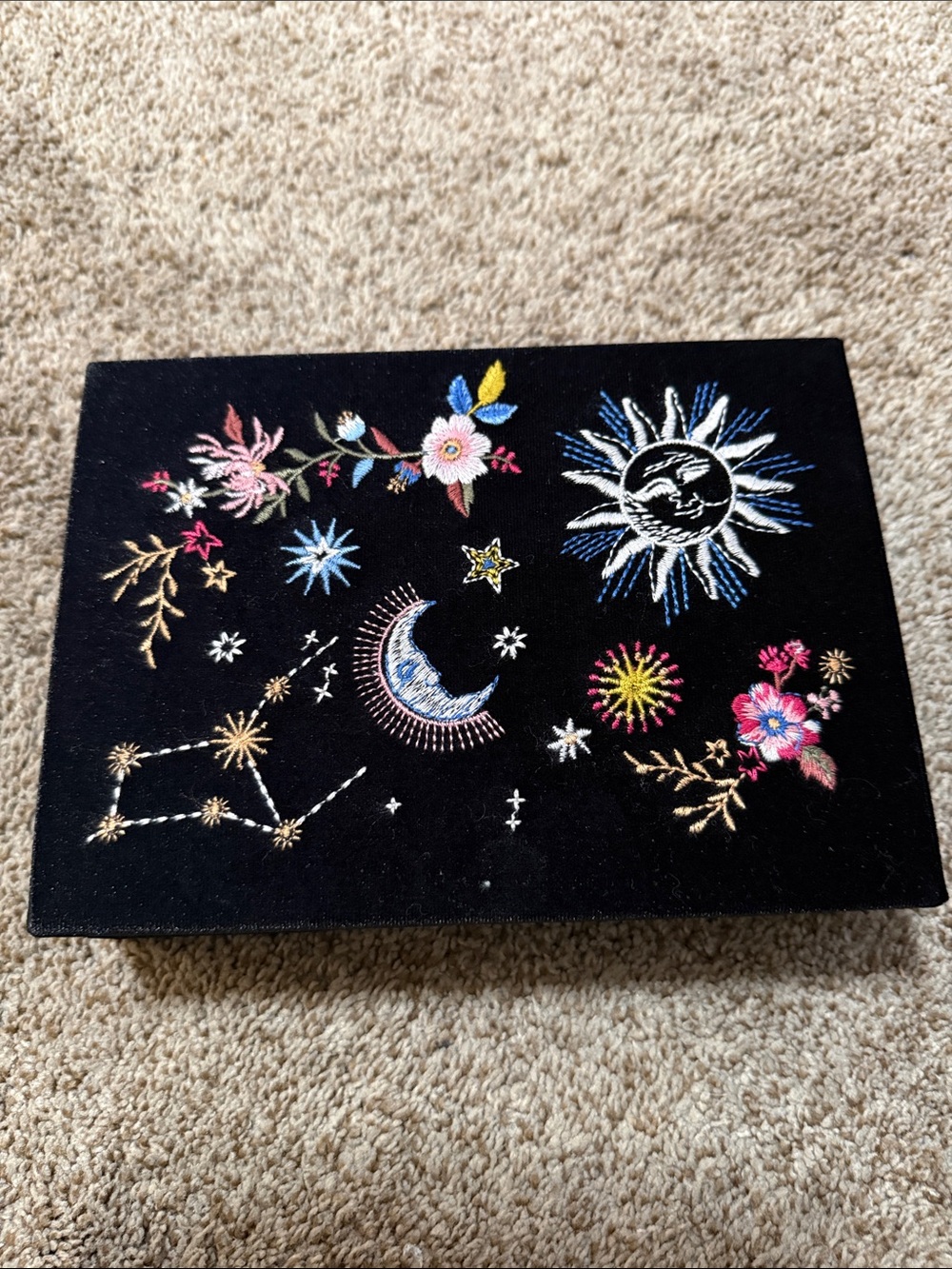 Johnny Was Embroidered Celestial Velvet Jewelry Box